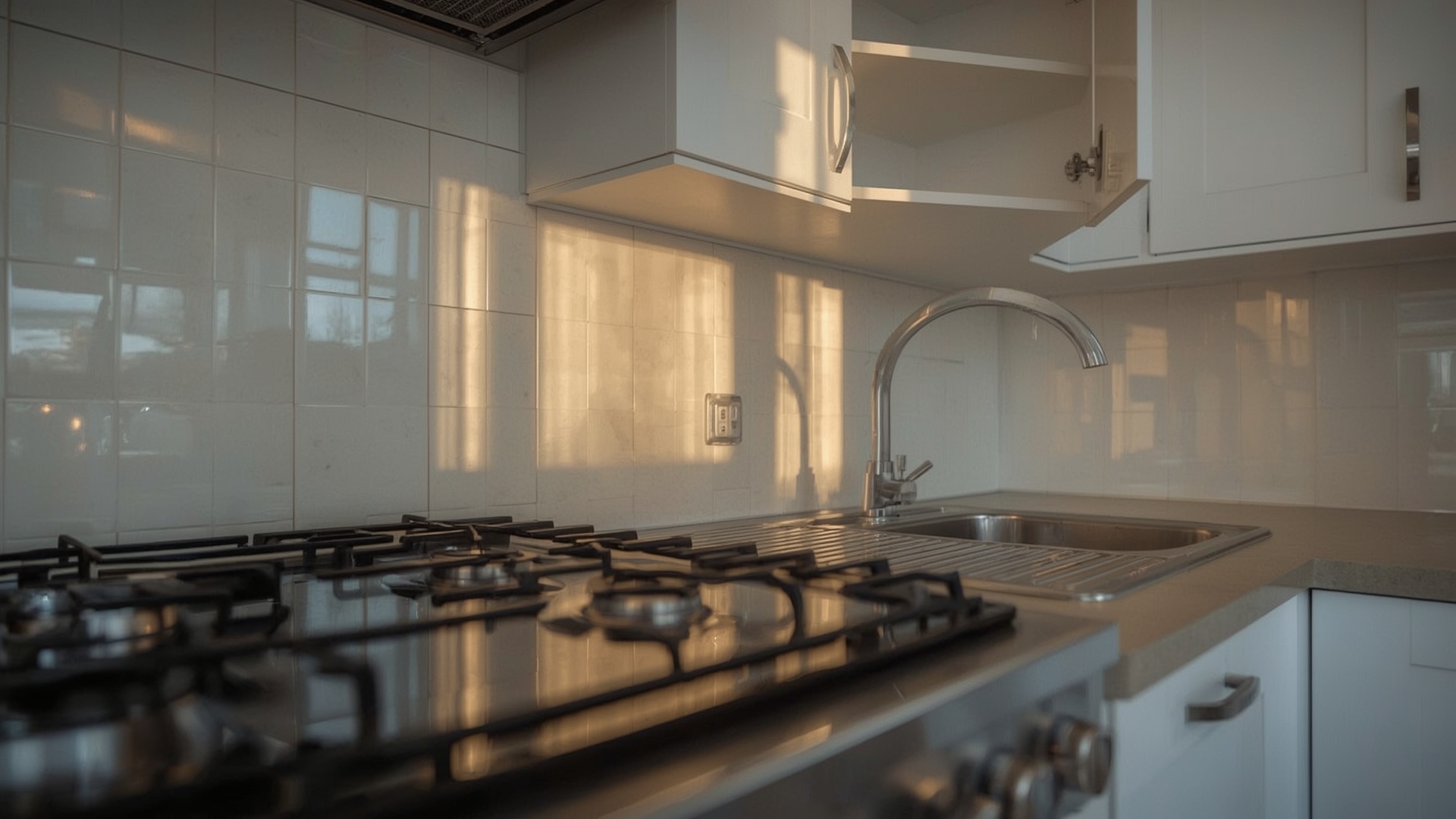 Spotless residential kitchen interior after a thorough move out deep clean